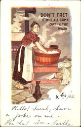 Don't Fret It will all come out in the wash Postcard