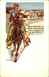 Cowboy on a Horse Cowboy Western Postcard Postcard