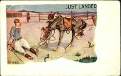 Just Landed Cowboy Western Postcard Postcard