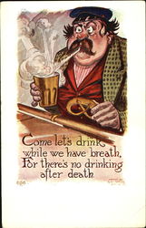 Old man with a drink Drinking Postcard 
