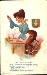 The Club Woman Caricatures Postcard Postcard