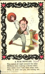 A Bum Bowler Caricatures Postcard Postcard