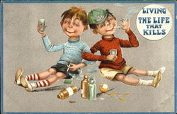 Leaving The Life That Kills: Two boys smoke and drink Postcard