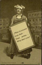 Girl sticking out tongue and holding a sign Postcard