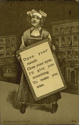 A girl name Mable holding a sign Postcard