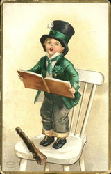 A little boy 'crying' out a message for all to hear St. Patrick's Day Postcard Postcard