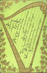 Irish Shamrocks and Harp Postcard