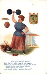 The Athletic Lass Caricatures Postcard Postcard