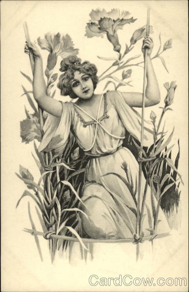 A woman in among flowers Women