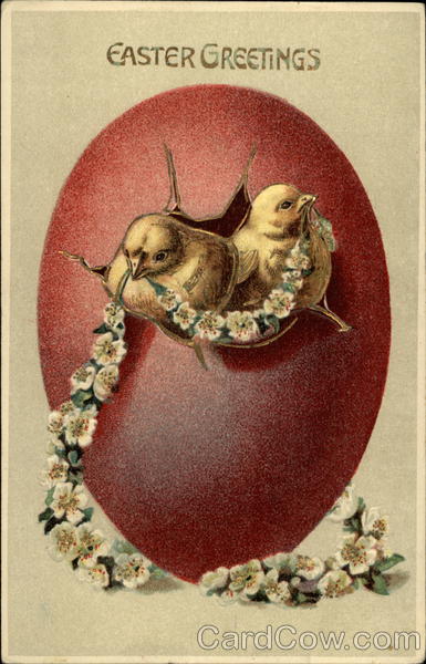 Easter Greetings: Chicks and an Egg With Chicks