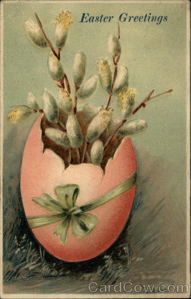 Easter Greetings - Egg with Plant Buds Eggs