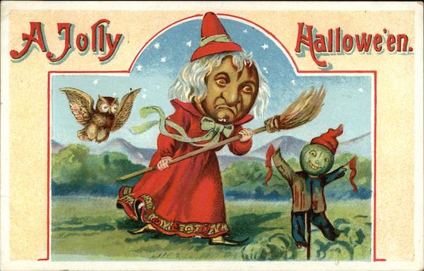 Pumpkin Face Witch & Scarecrow Halloween