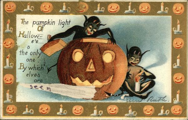 The pumpkin light of Halloween's the only one by which elves are seen
