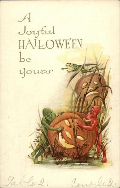 A Joyful Halloween Be Yours - Devils and Jack O'Lanterns