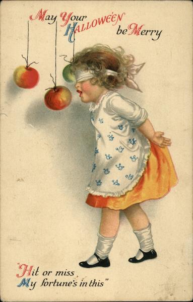 Little Girl Bobbing for Apples Ellen Clapsaddle Halloween