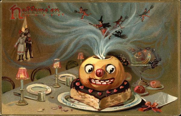 Halloween Party with cake, witches and children