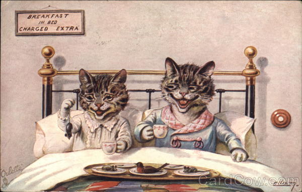 Breakfast in Bed William Henry Ellam Cats