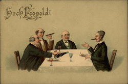 Men Drinking and Smoking Cigars Postcard