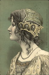 A Beautiful Young Woman with a Jeweled Headdress Postcard