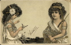 Two Little Girls and a Butterfly Postcard
