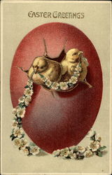 Easter Greetings: Chicks and an Egg Postcard