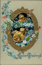 Easter Greetings With Chicks Postcard Postcard