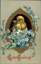 Easter Chick w/Flowers With Chicks Postcard Postcard