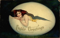 Woman in Easter Egg Postcard