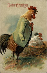 Easter Greetings - Chickens Postcard