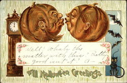 Kissing Pumpkins Postcard