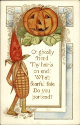 O! ghostly friend, Thy hair's on end! What fearful fate do you portend? Postcard