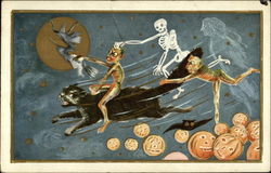 Goblins and ghouls soaring in the sky Postcard
