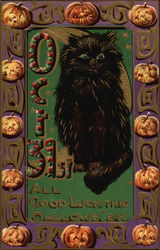 Scarry Cat on Oct. 31st Postcard