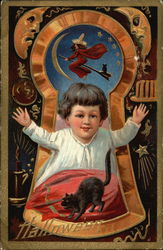 Halloween Child Keyhole Postcard
