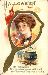 Halloween Apple Peel Postcard