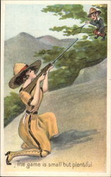 The Game Is Small But Plentiful Superior Women / Tiny Men Postcard Postcard