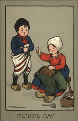 Mending Day Dutch Children Postcard Postcard