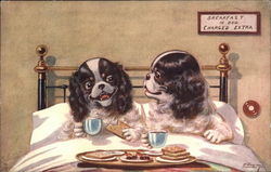 Breakfast in Bed Charged Extra Dogs Postcard Postcard