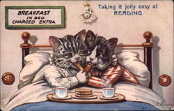 Breakfast in Bed Cats Postcard Postcard