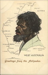 Greetings from Antipodes, West Australia Postcard
