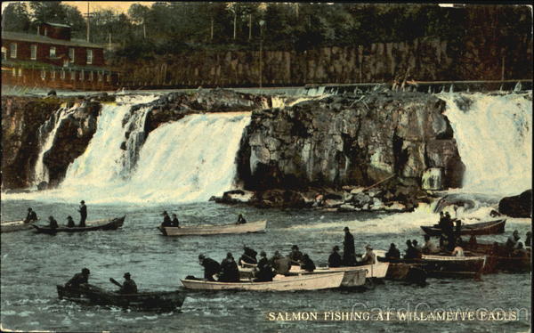 Salmon Fishing At Willamette Falls Clackamas Oregon