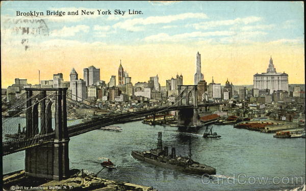 Brooklyn Bridge And New York Sky Line New York City