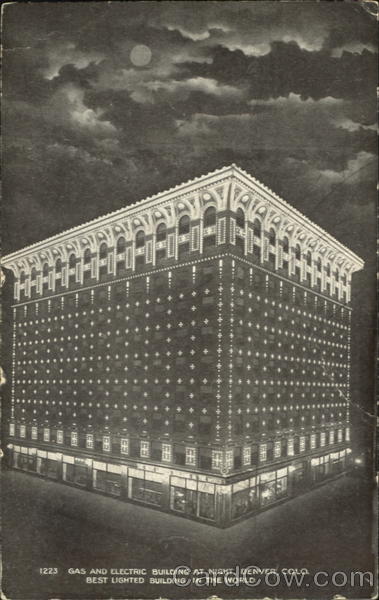 Gas And Electric Building At Night Denver Colorado