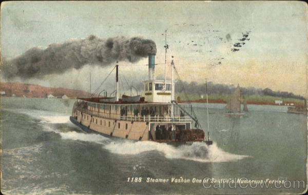 Steamer Vashon One Of Seattle's Numerous Ferries Boats, Ships