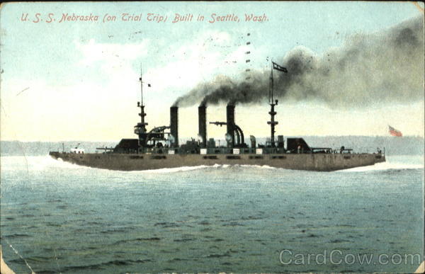 U. S. Nebraska On Trail Trip Seattle Washington Boats, Ships