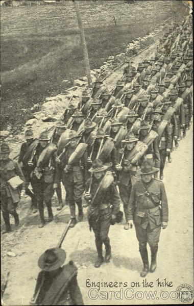 Engineers On The Hike World War I