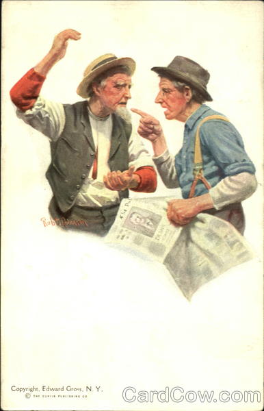 Men Arguing Over Newspaper Comic, Funny