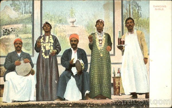 Dancing Girls: with musicians, waiter, and ladies in fancy dress on stage