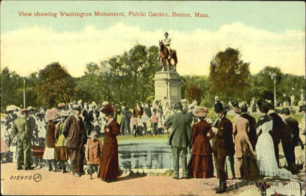 View Showing Washington Monument, Public Garden Boston Massachusetts