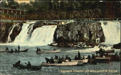 Salmon Fishing At Willamette Falls Clackamas, OR Postcard Postcard